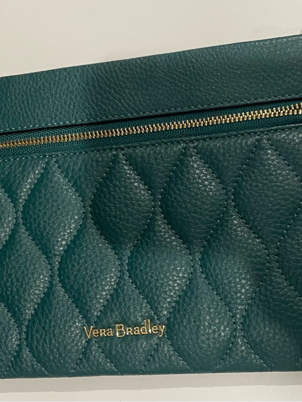 Vera Bradley Teal Quilted Wristlet with Gold Hardware
